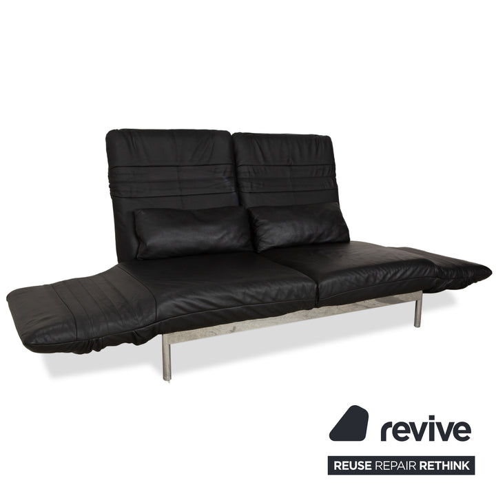 Rolf Benz Plura Leder Sofa Schwarz Zweisitzer Couch Funktion Relaxfunktion
