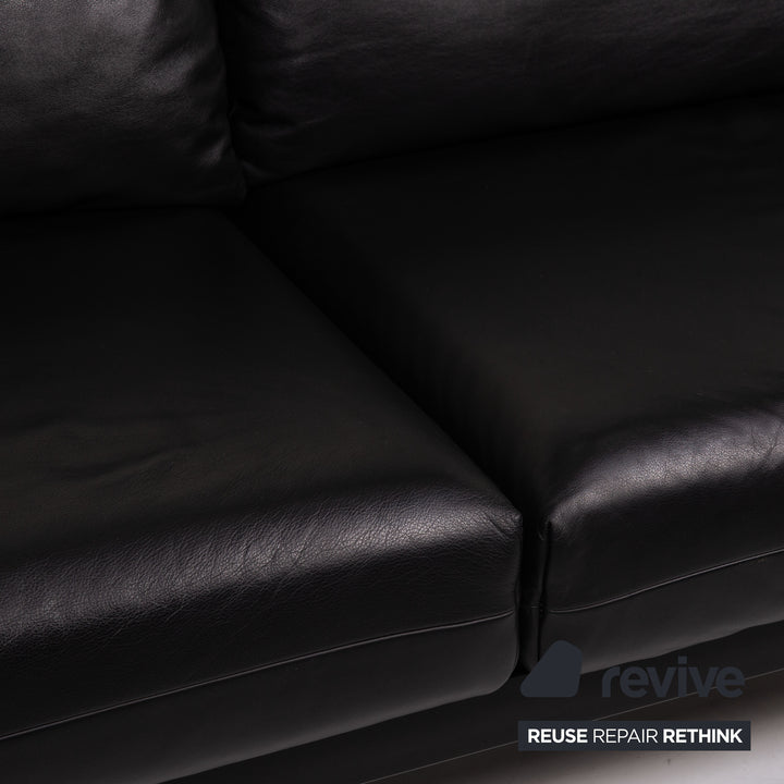 Rolf Benz Plura leather sofa black two-seater couch function relax function