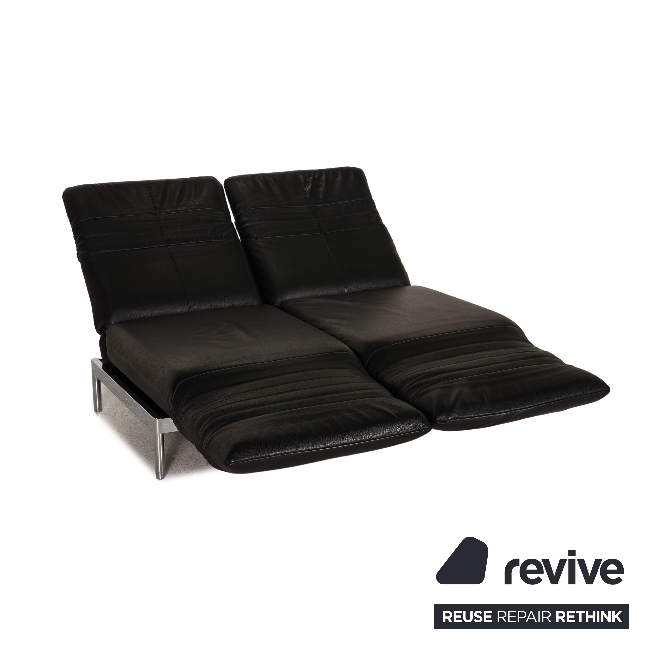 Rolf Benz Plura Canapé en cuir noir 2 places Fonction de relaxation Fonction de relaxation