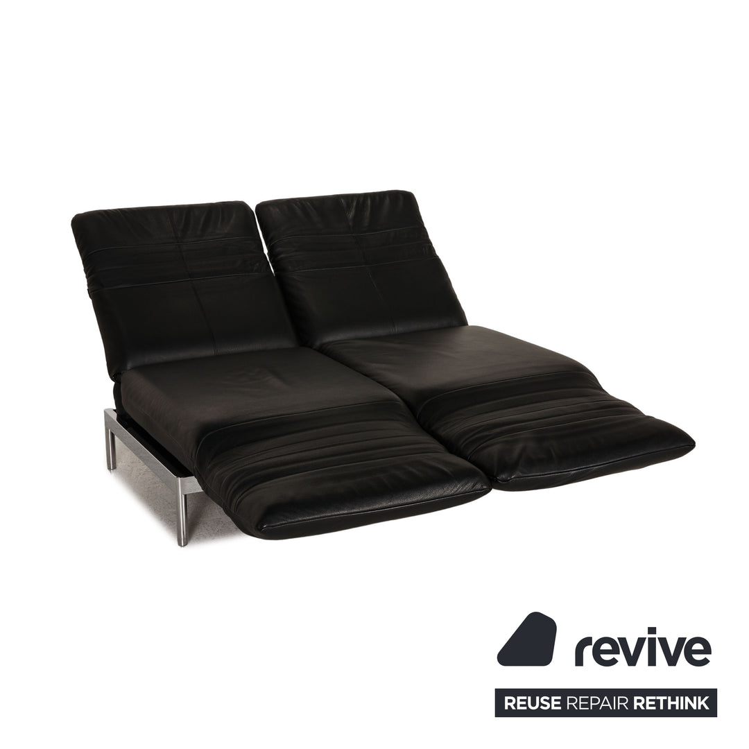 Rolf Benz Plura leather sofa black two-seater couch function relaxation function