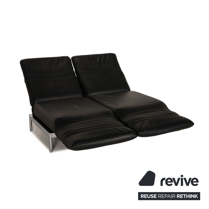 Rolf Benz Plura Canapé en cuir noir 2 places Fonction de relaxation Fonction de relaxation