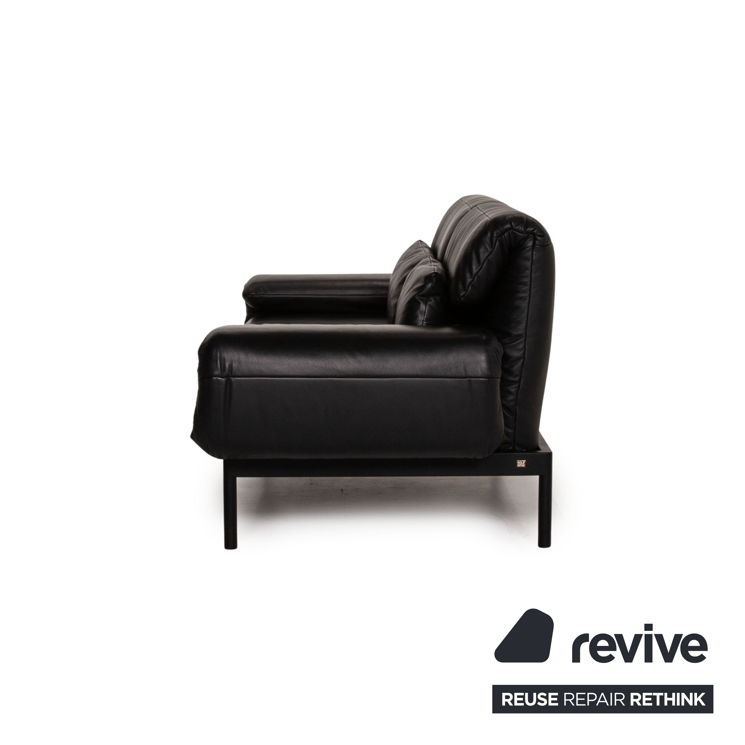 Rolf Benz Plura Canapé en cuir noir 2 places Fonction de relaxation Fonction de relaxation