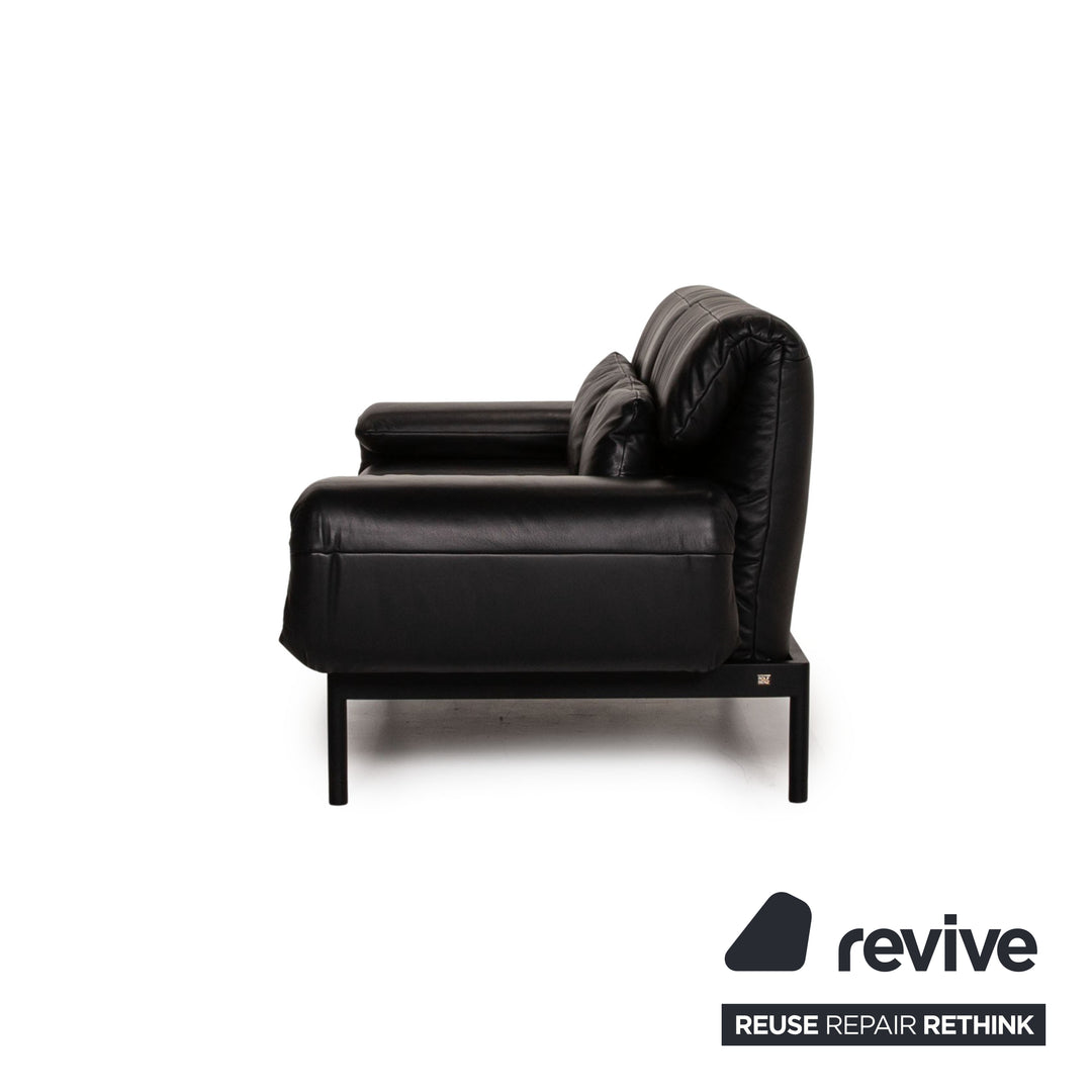 Rolf Benz Plura leather sofa black two-seater couch function relax function