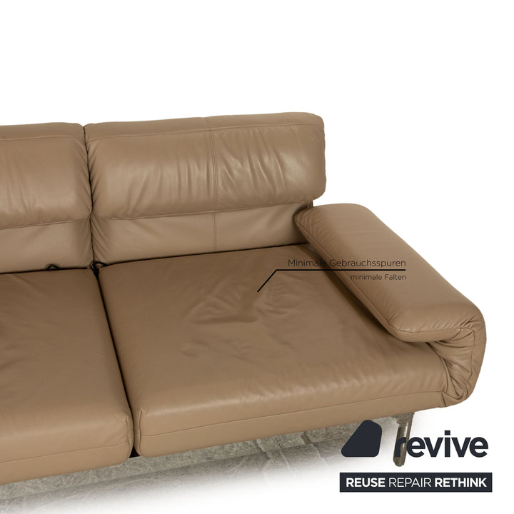Rolf Benz Plura Leather Two Seater Beige Taupe Manual Function Sofa Couch