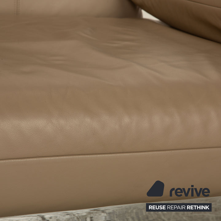 Rolf Benz Plura Leather Two Seater Beige Taupe Manual Function Sofa Couch
