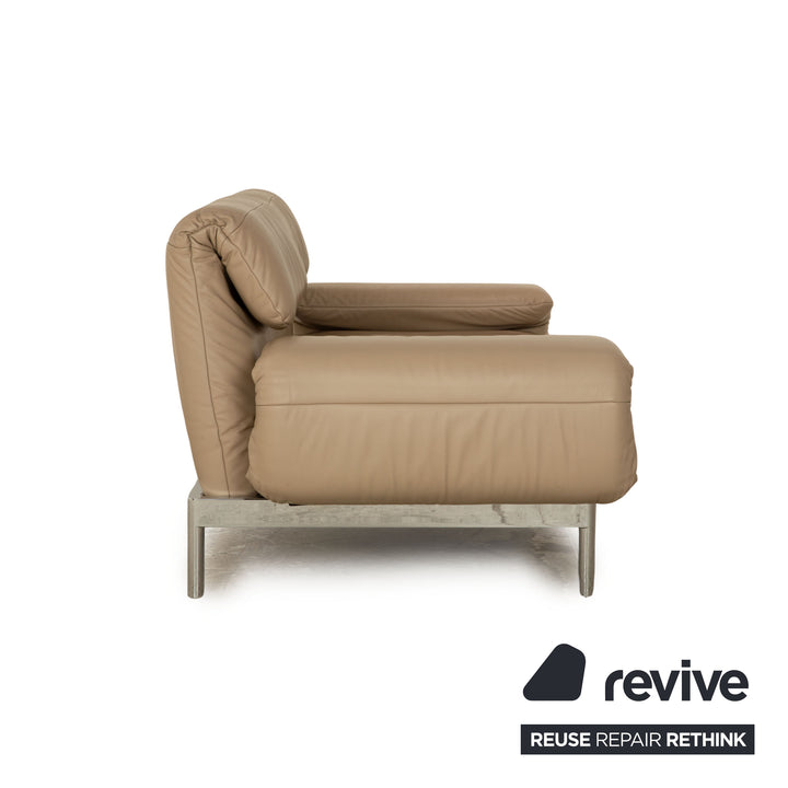 Rolf Benz Plura Leather Two Seater Beige Taupe Manual Function Sofa Couch