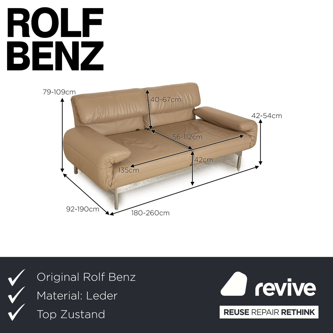 Rolf Benz Plura Leather Two Seater Beige Taupe Manual Function Sofa Couch
