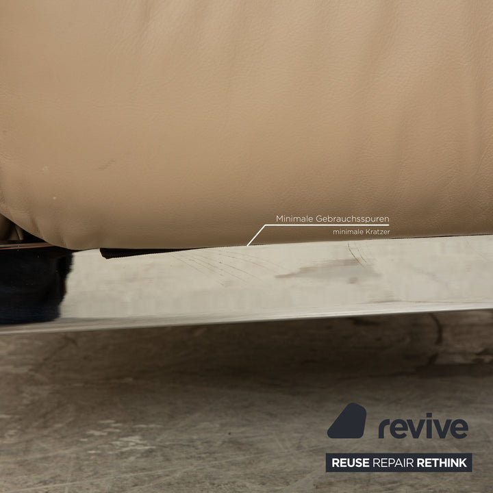 Rolf Benz Plura Leather Two Seater Beige Taupe Manual Function Sofa Couch