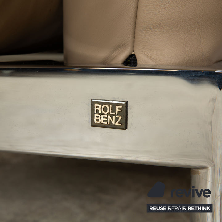 Rolf Benz Plura Leather Two Seater Beige Taupe Manual Function Sofa Couch