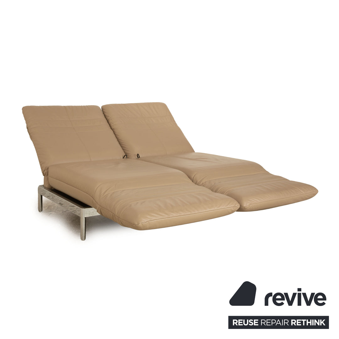 Rolf Benz Plura Leather Two Seater Beige Taupe Manual Function Sofa Couch