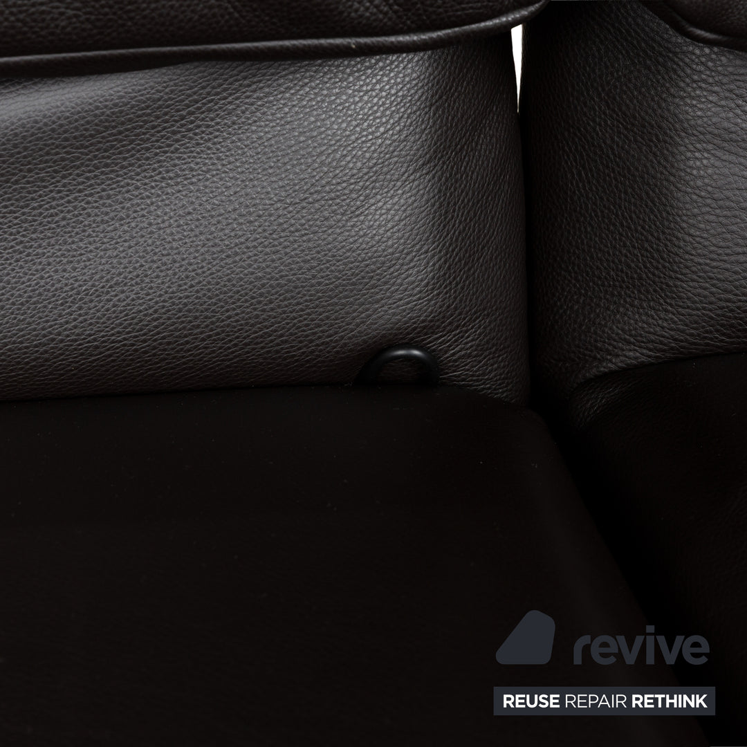 Rolf Benz Plura Leder Zweisitzer Braun Dunkelbraun Schwarz manuelle Funktion Sofa Couch Chrom