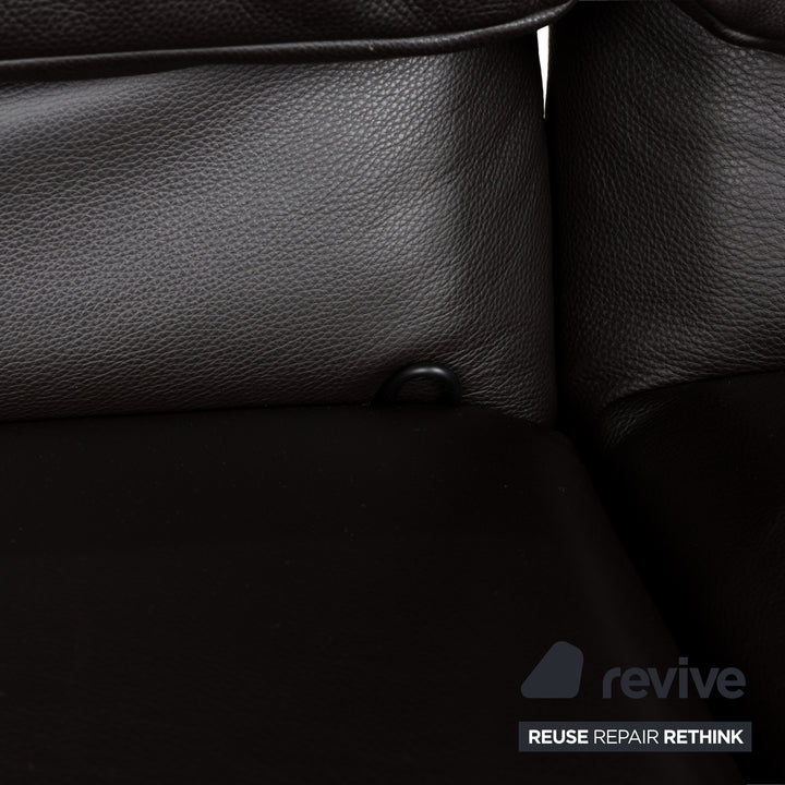 Rolf Benz Plura Leder Zweisitzer Braun Dunkelbraun Schwarz manuelle Funktion Sofa Couch Chrom