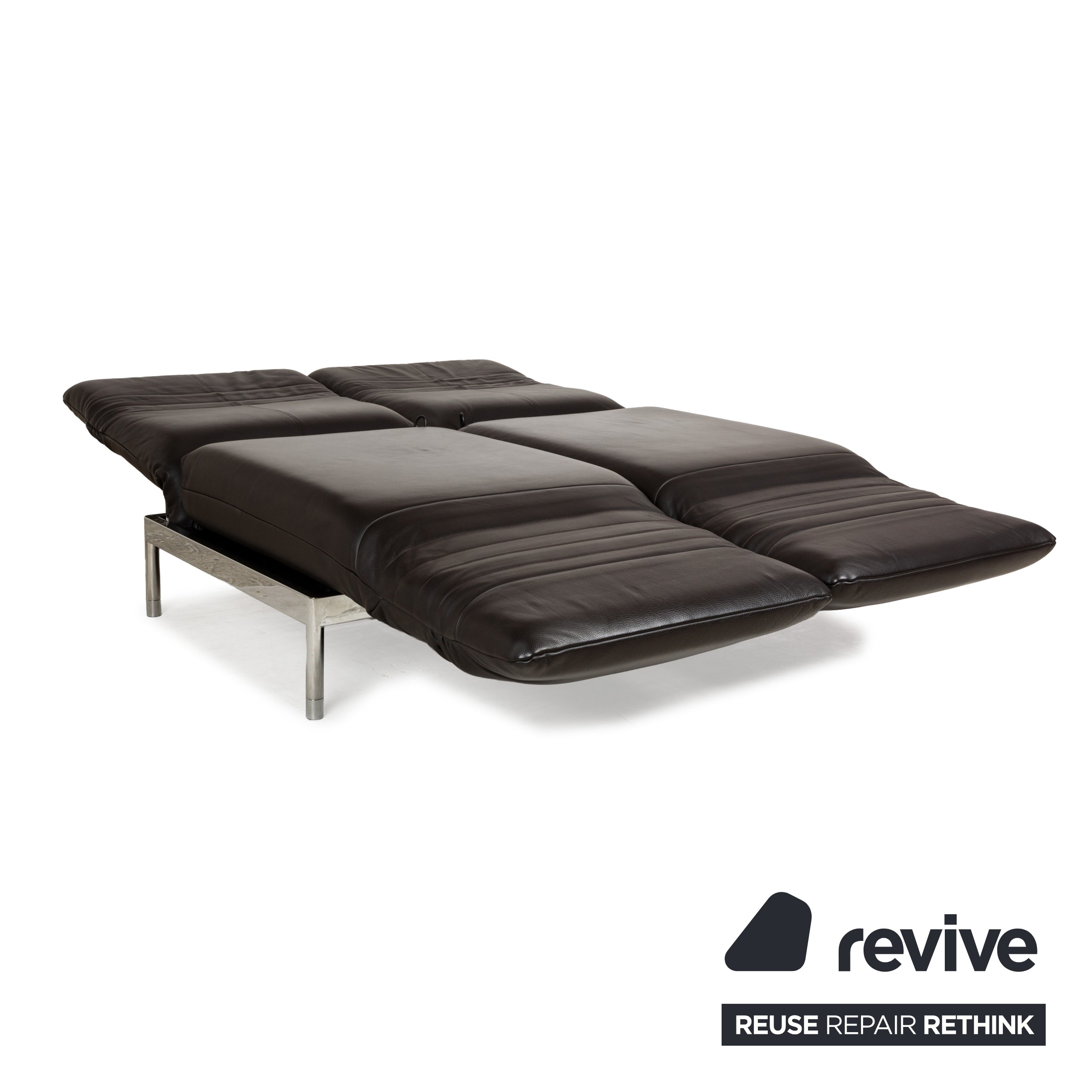 Rolf Benz Plura Leder Zweisitzer Braun Dunkelbraun Schwarz manuelle Funktion Sofa Couch Chrom