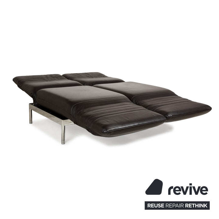 Rolf Benz Plura Leder Zweisitzer Braun Dunkelbraun Schwarz manuelle Funktion Sofa Couch Chrom