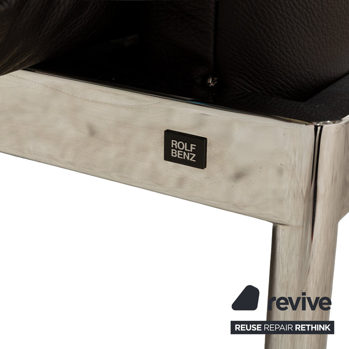 Rolf Benz Plura Leder Zweisitzer Braun Dunkelbraun Schwarz manuelle Funktion Sofa Couch Chrom