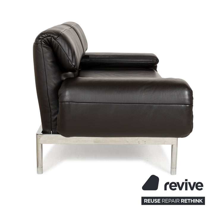 Rolf Benz Plura Leder Zweisitzer Braun Dunkelbraun Schwarz manuelle Funktion Sofa Couch Chrom