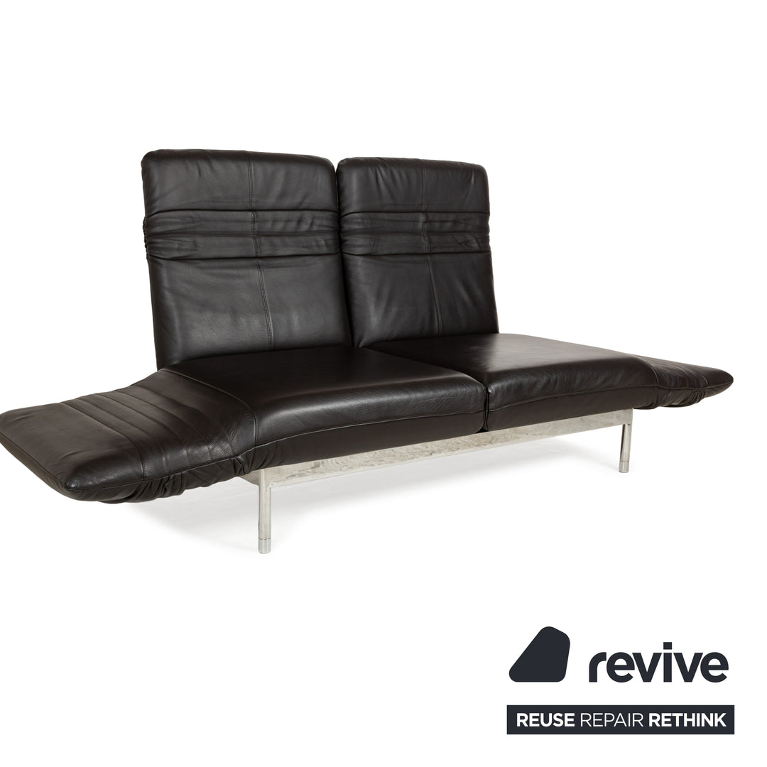 Rolf Benz Plura Leder Zweisitzer Braun Dunkelbraun Schwarz manuelle Funktion Sofa Couch Chrom