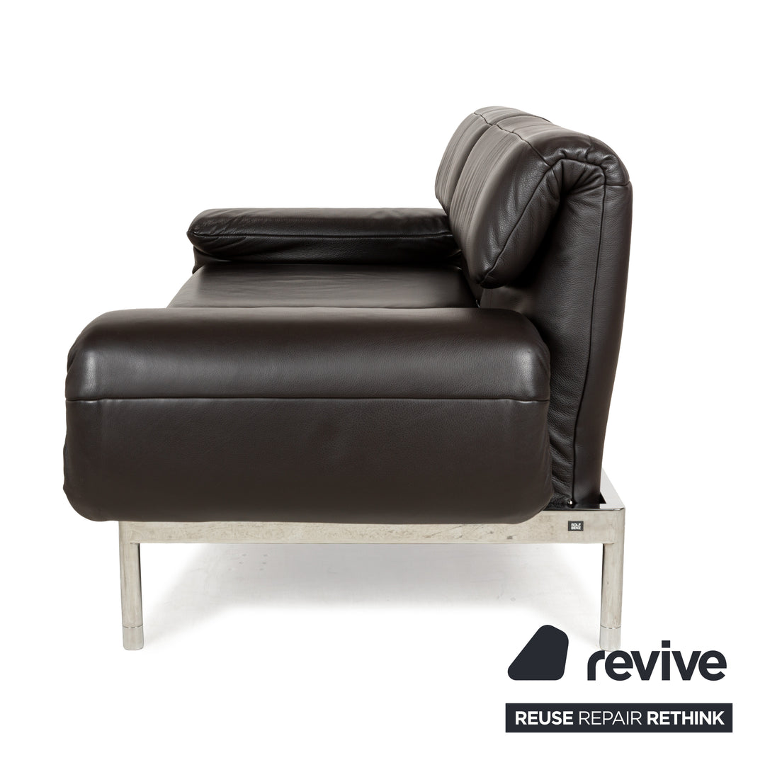 Rolf Benz Plura Leder Zweisitzer Braun Dunkelbraun Schwarz manuelle Funktion Sofa Couch Chrom