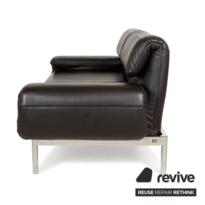 Rolf Benz Plura Leder Zweisitzer Braun Dunkelbraun Schwarz manuelle Funktion Sofa Couch Chrom