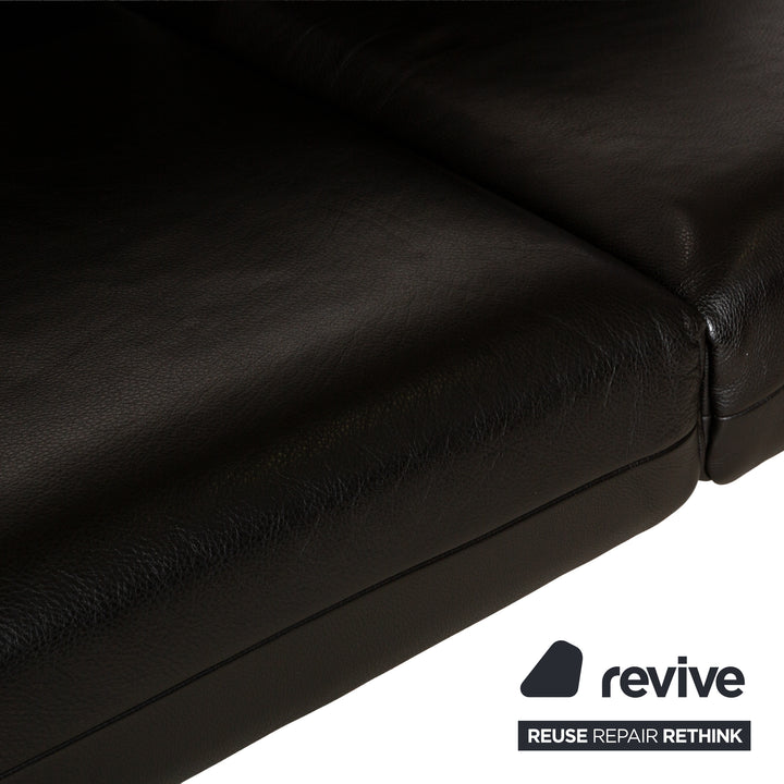 Rolf Benz Plura Leder Zweisitzer Braun Dunkelbraun Schwarz manuelle Funktion Sofa Couch Chrom