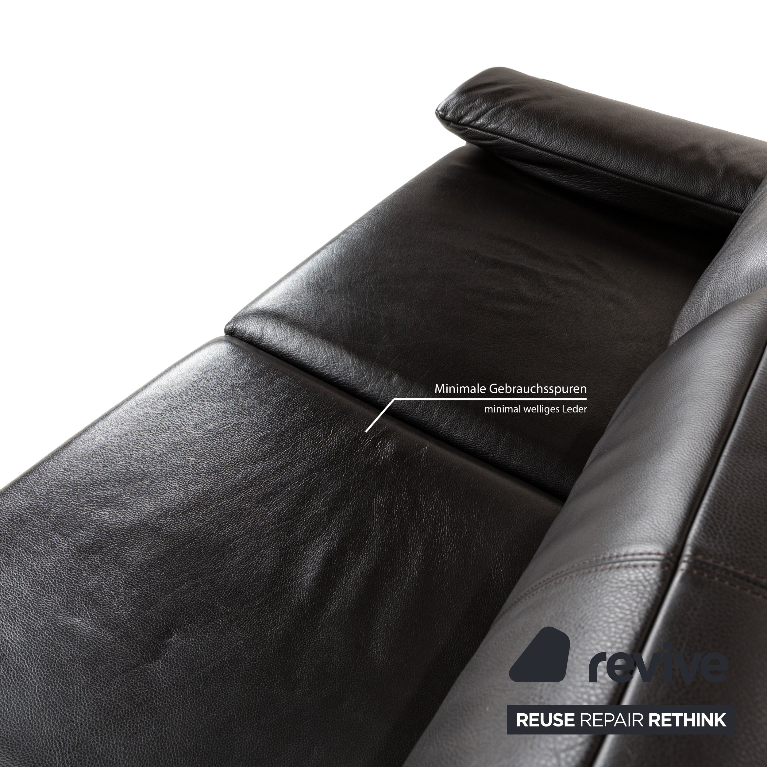 Rolf Benz Plura Leder Zweisitzer Braun Dunkelbraun Schwarz manuelle Funktion Sofa Couch Chrom