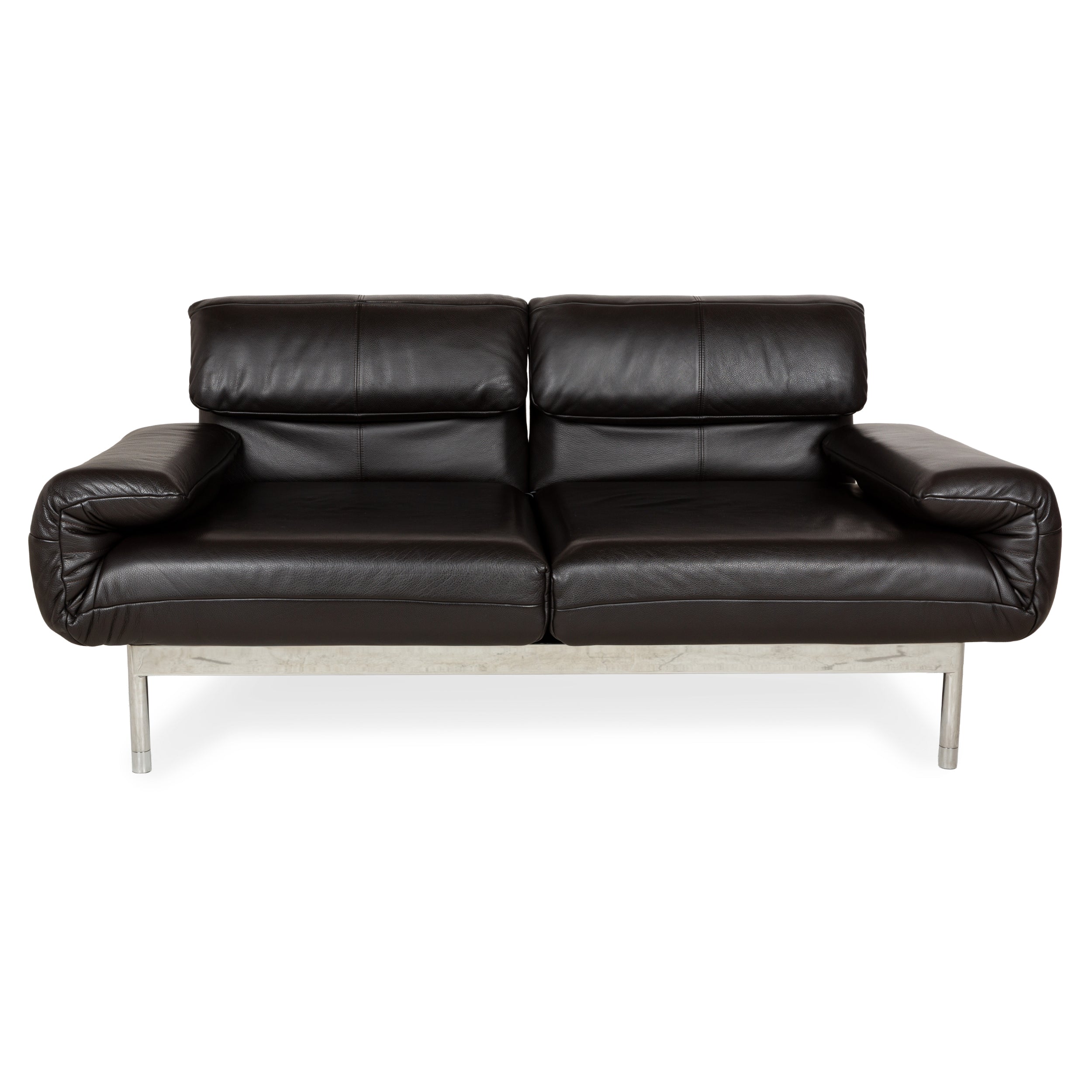 Rolf Benz Plura Leder Zweisitzer Braun Dunkelbraun Schwarz manuelle Funktion Sofa Couch Chrom