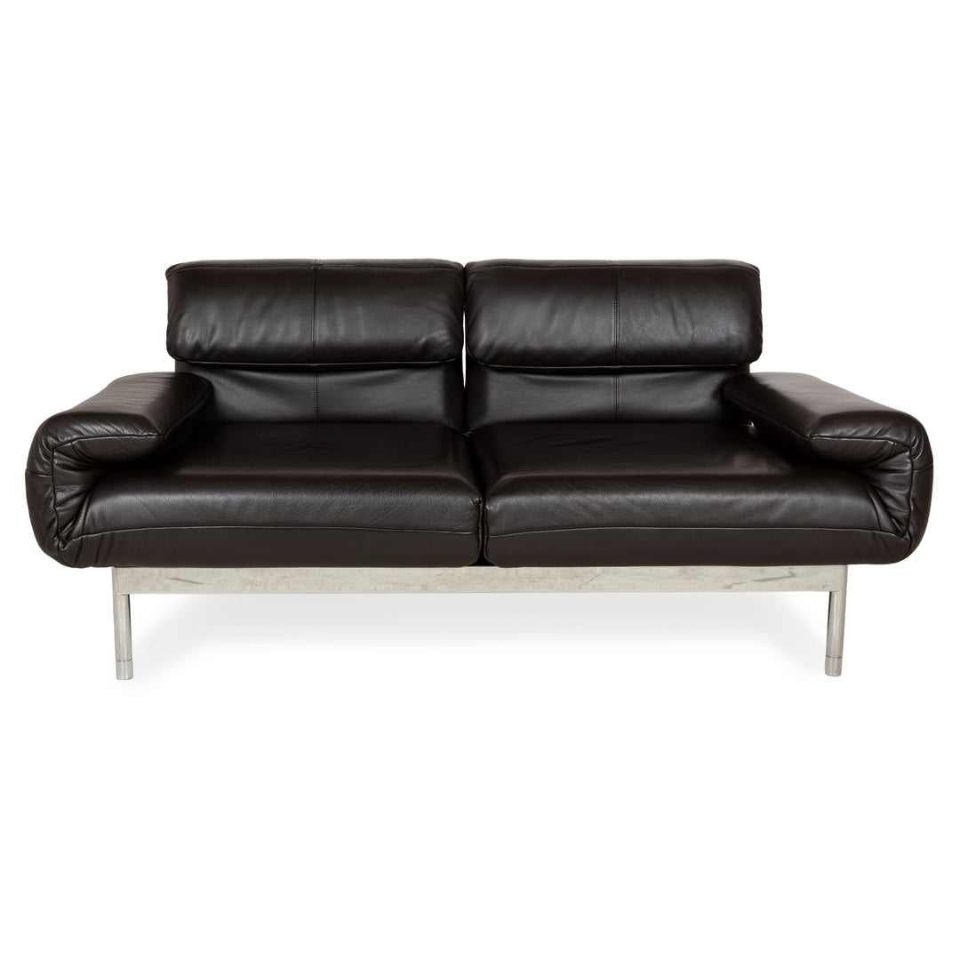 Rolf Benz Plura Leder Zweisitzer Braun Dunkelbraun Schwarz manuelle Funktion Sofa Couch Chrom