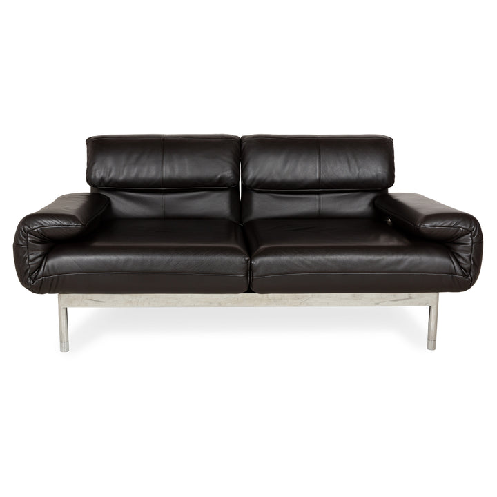 Rolf Benz Plura Leder Zweisitzer Braun Dunkelbraun Schwarz manuelle Funktion Sofa Couch Chrom