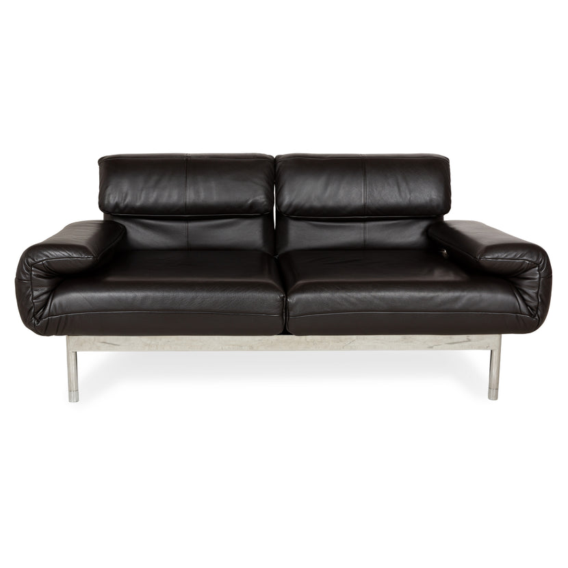 Rolf Benz Plura Leder Zweisitzer Braun Dunkelbraun Schwarz manuelle Funktion Sofa Couch Chrom