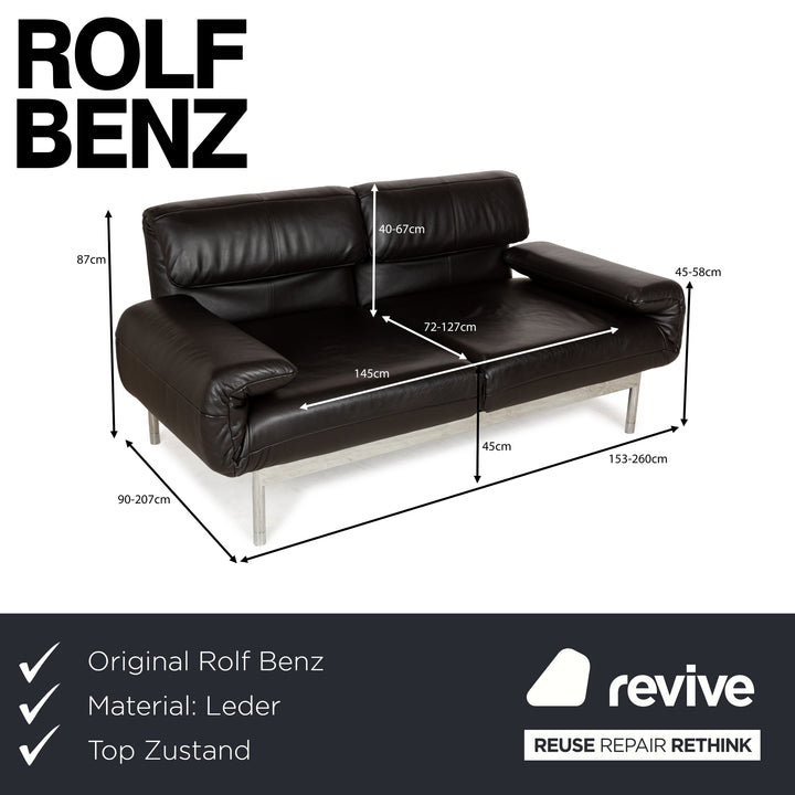 Rolf Benz Plura Leder Zweisitzer Braun Dunkelbraun Schwarz manuelle Funktion Sofa Couch Chrom