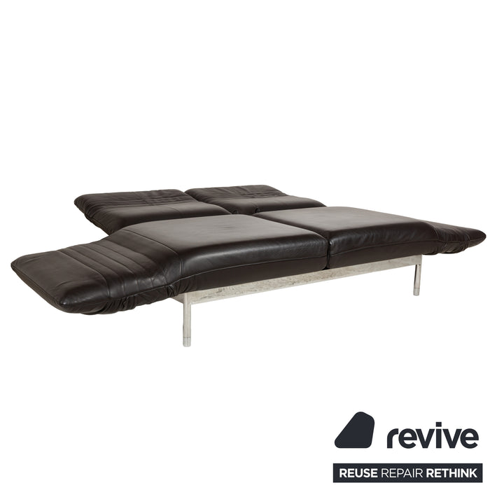 Rolf Benz Plura Leder Zweisitzer Braun Dunkelbraun Schwarz manuelle Funktion Sofa Couch Chrom