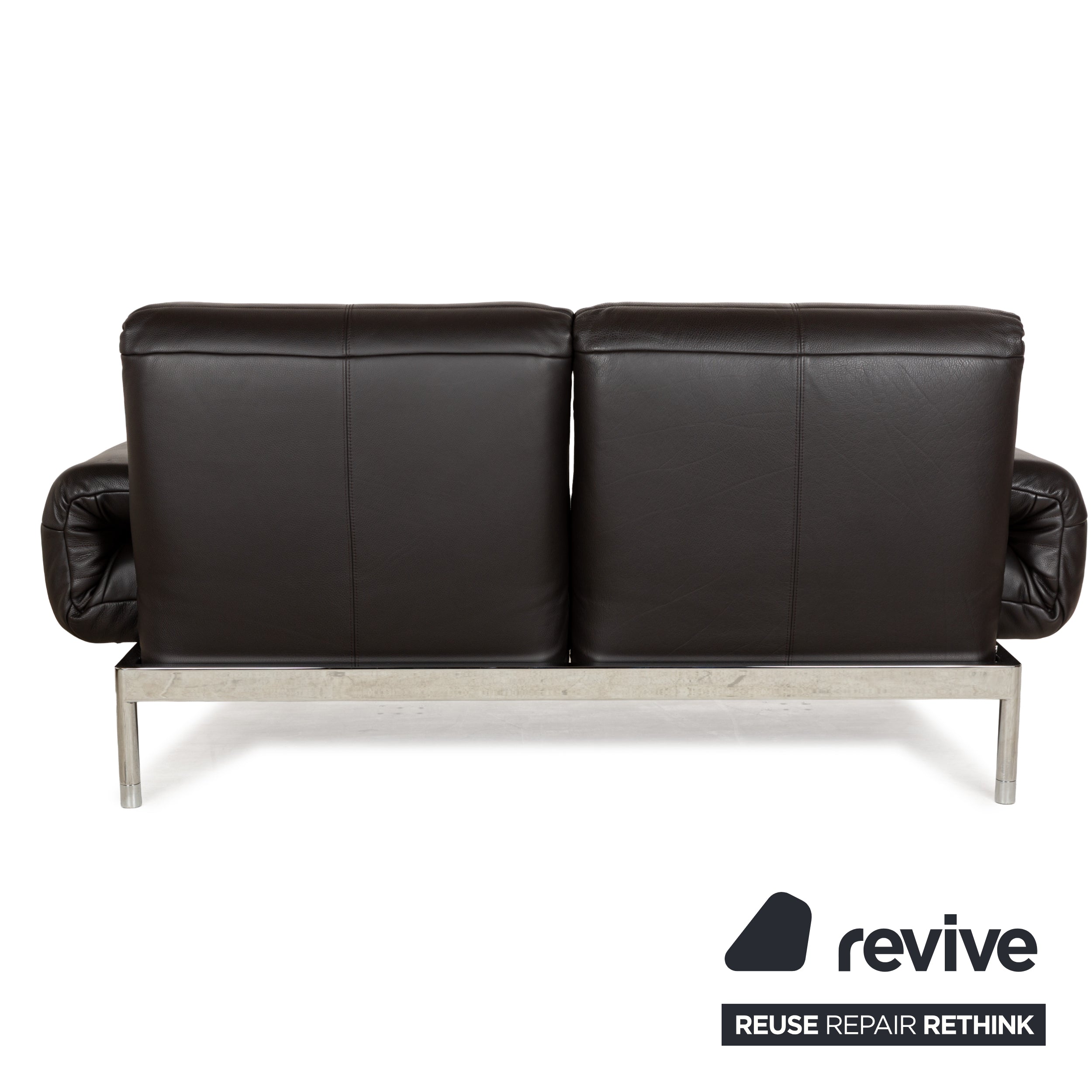 Rolf Benz Plura Leder Zweisitzer Braun Dunkelbraun Schwarz manuelle Funktion Sofa Couch Chrom