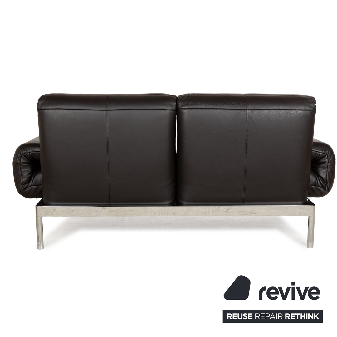 Rolf Benz Plura Leder Zweisitzer Braun Dunkelbraun Schwarz manuelle Funktion Sofa Couch Chrom