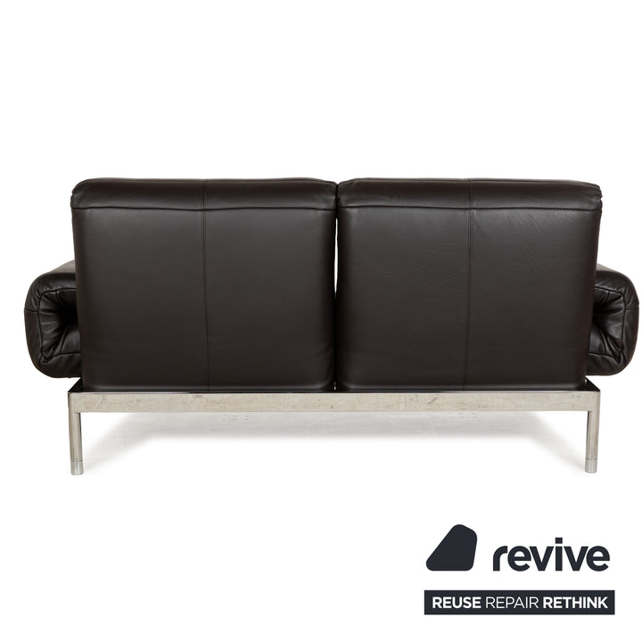 Rolf Benz Plura Leder Zweisitzer Braun Dunkelbraun Schwarz manuelle Funktion Sofa Couch Chrom