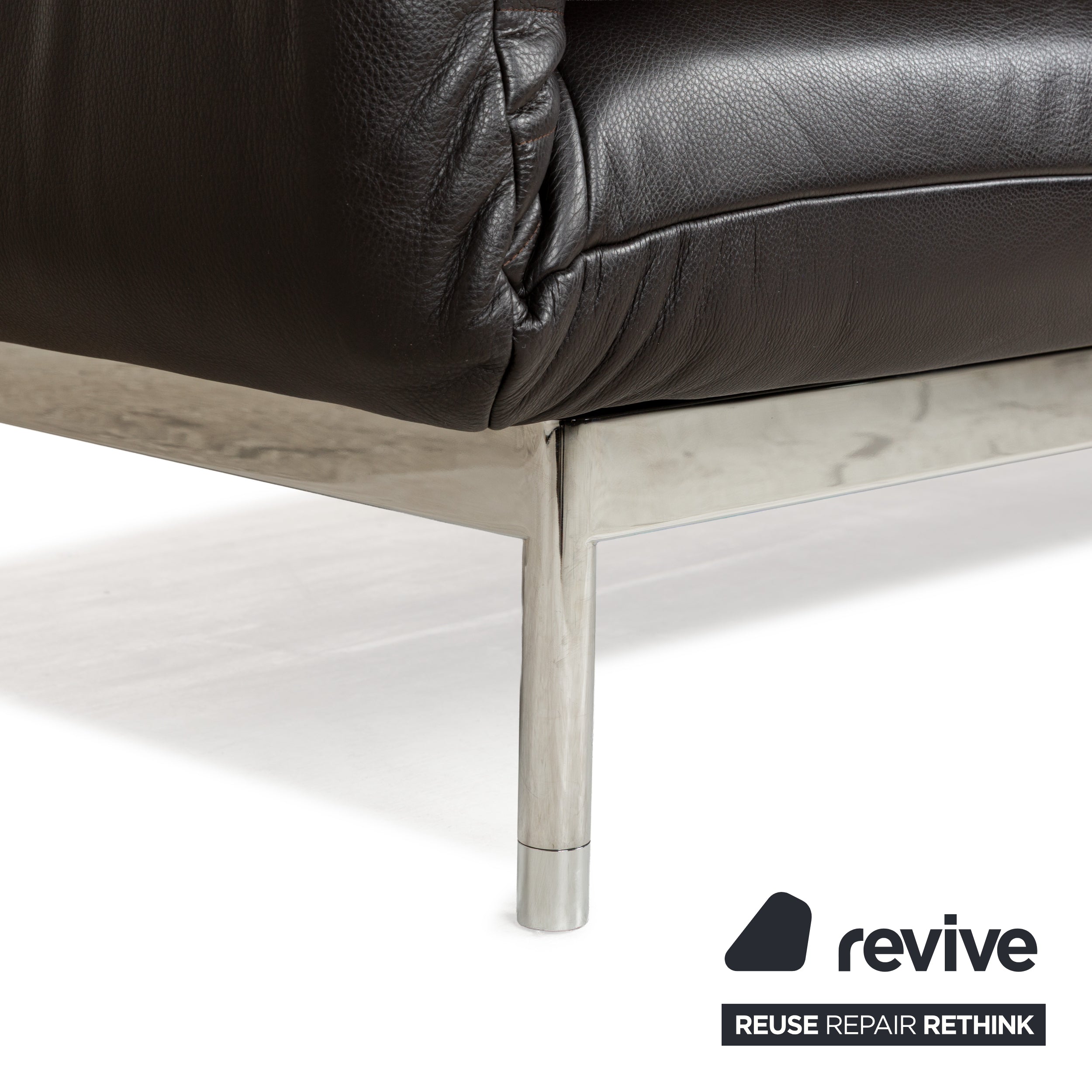 Rolf Benz Plura Leder Zweisitzer Braun Dunkelbraun Schwarz manuelle Funktion Sofa Couch Chrom
