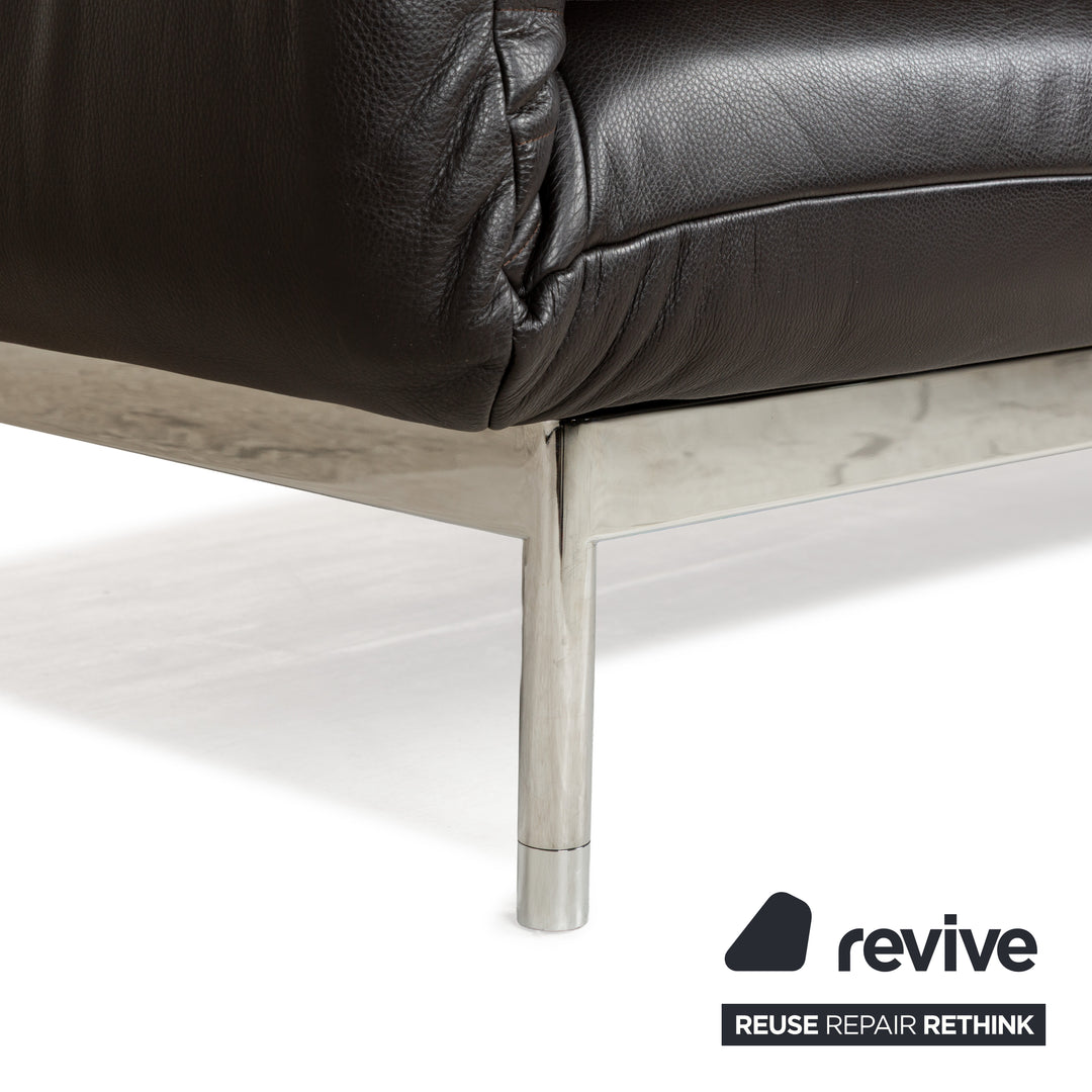 Rolf Benz Plura Leder Zweisitzer Braun Dunkelbraun Schwarz manuelle Funktion Sofa Couch Chrom