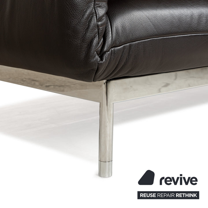 Rolf Benz Plura Leder Zweisitzer Braun Dunkelbraun Schwarz manuelle Funktion Sofa Couch Chrom