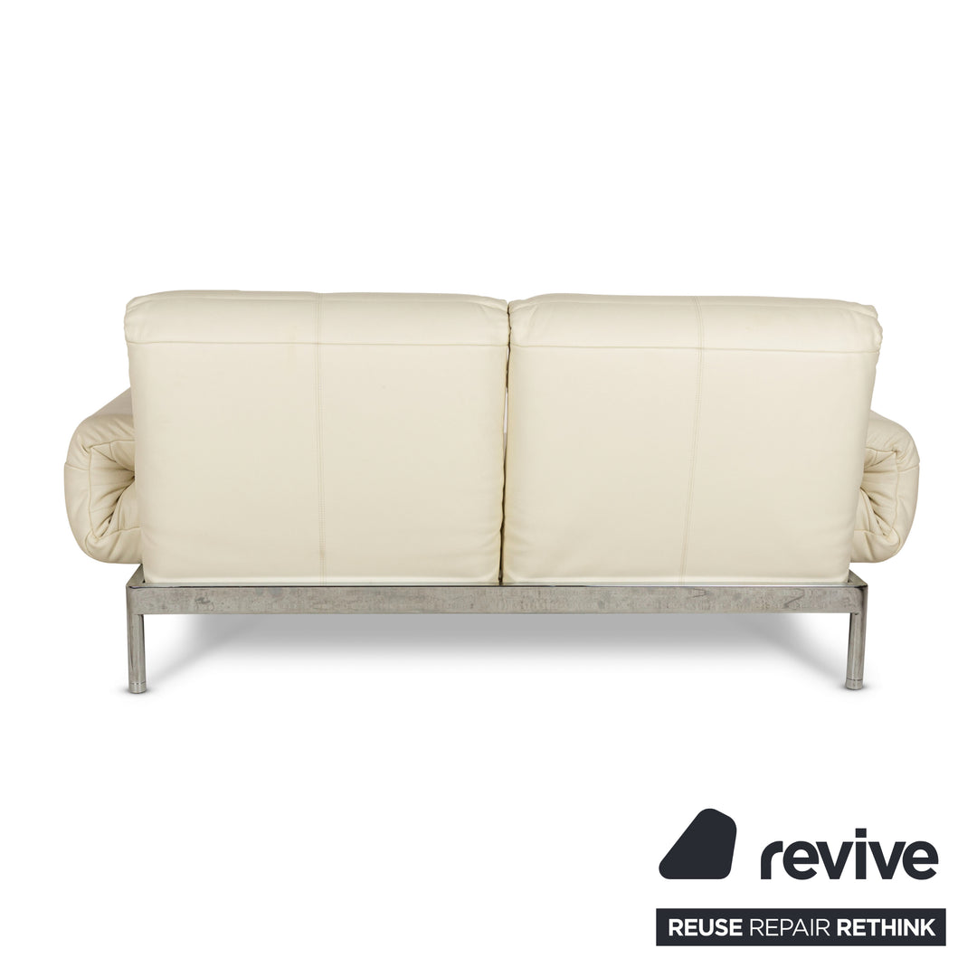 Rolf Benz Plura Leather Two-Seater Cream Manual Function Sofa Couch Reclining Function