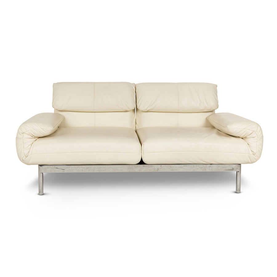 Rolf Benz Plura Leather Two-Seater Cream Manual Function Sofa Couch Reclining Function