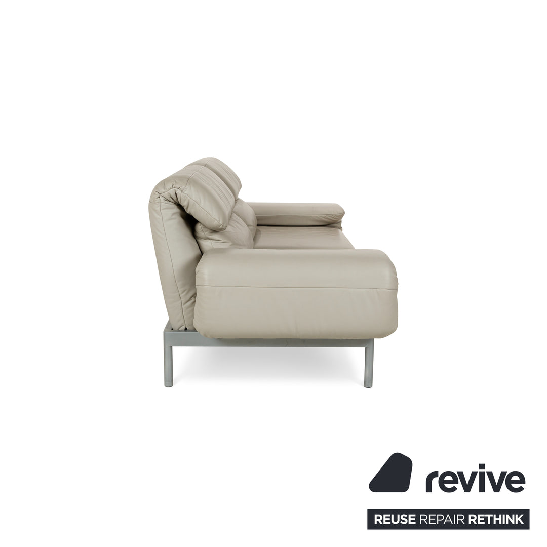 Rolf Benz Plura Leather Two-Seater Grey Manual Function Sofa Couch