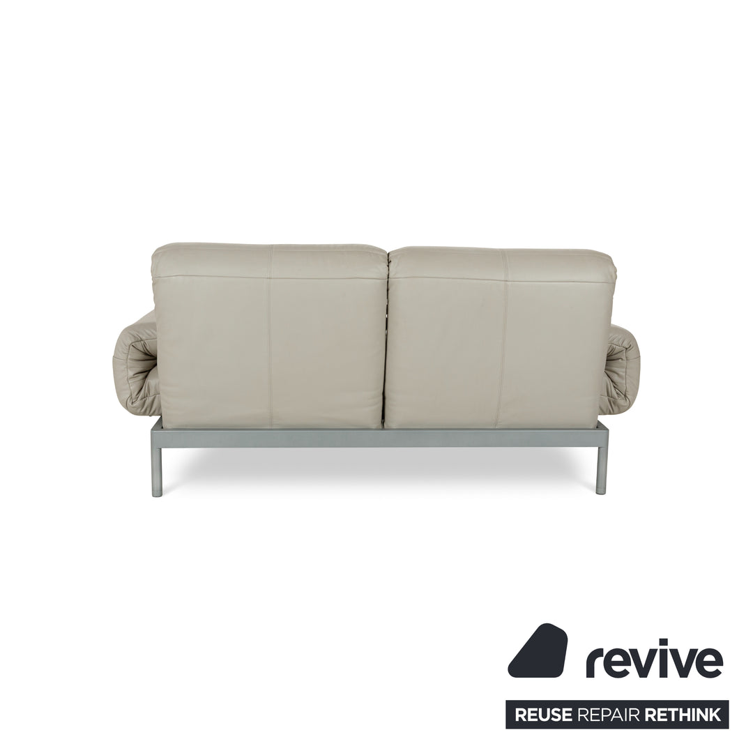 Rolf Benz Plura Leather Two-Seater Grey Manual Function Sofa Couch