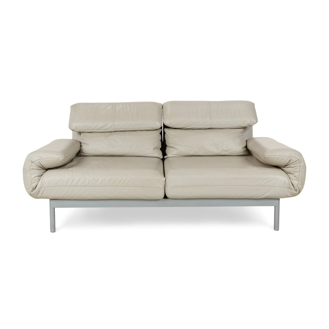 Rolf Benz Plura Leather Two-Seater Grey Manual Function Sofa Couch