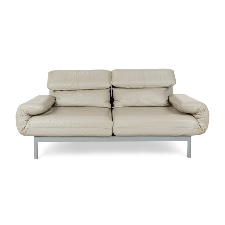 Rolf Benz Plura Leather Two-Seater Grey Manual Function Sofa Couch