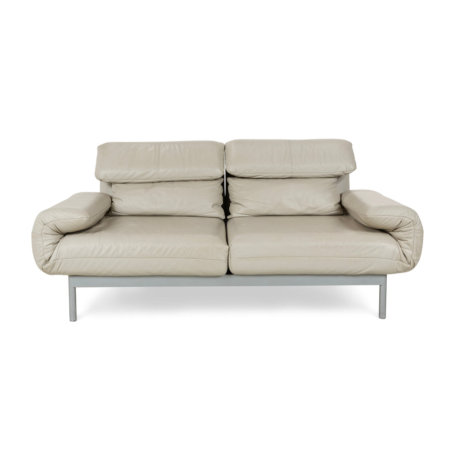 Rolf Benz Plura Leather Two-Seater Grey Manual Function Sofa Couch