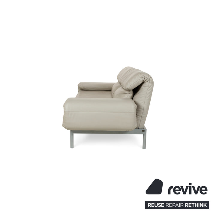 Rolf Benz Plura Leather Two-Seater Grey Manual Function Sofa Couch