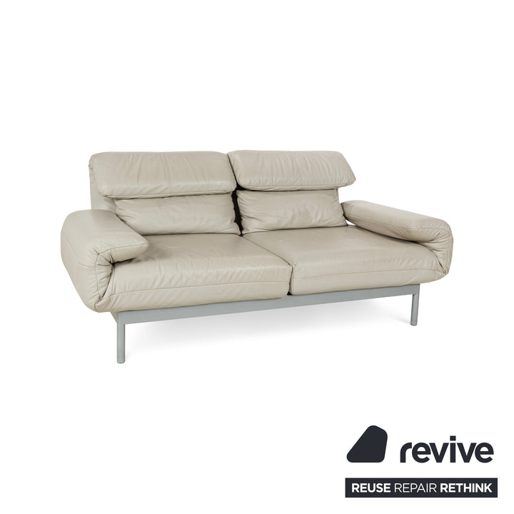 Rolf Benz Plura Leather Two-Seater Grey Manual Function Sofa Couch
