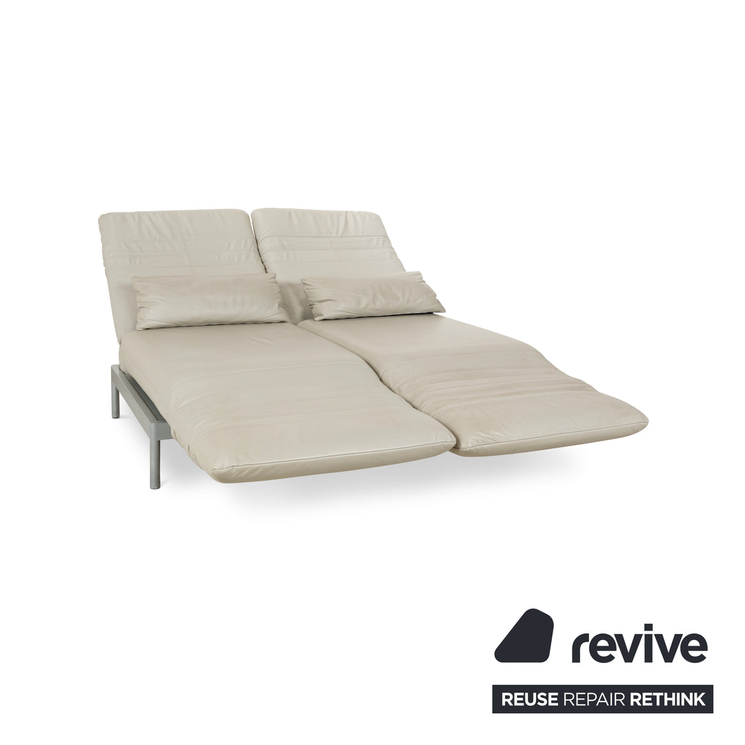 Rolf Benz Plura Leather Two-Seater Grey Manual Function Sofa Couch