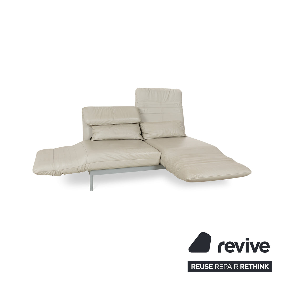 Rolf Benz Plura Leather Two-Seater Grey Manual Function Sofa Couch