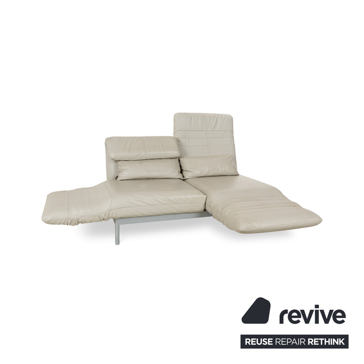 Rolf Benz Plura Leather Two-Seater Grey Manual Function Sofa Couch