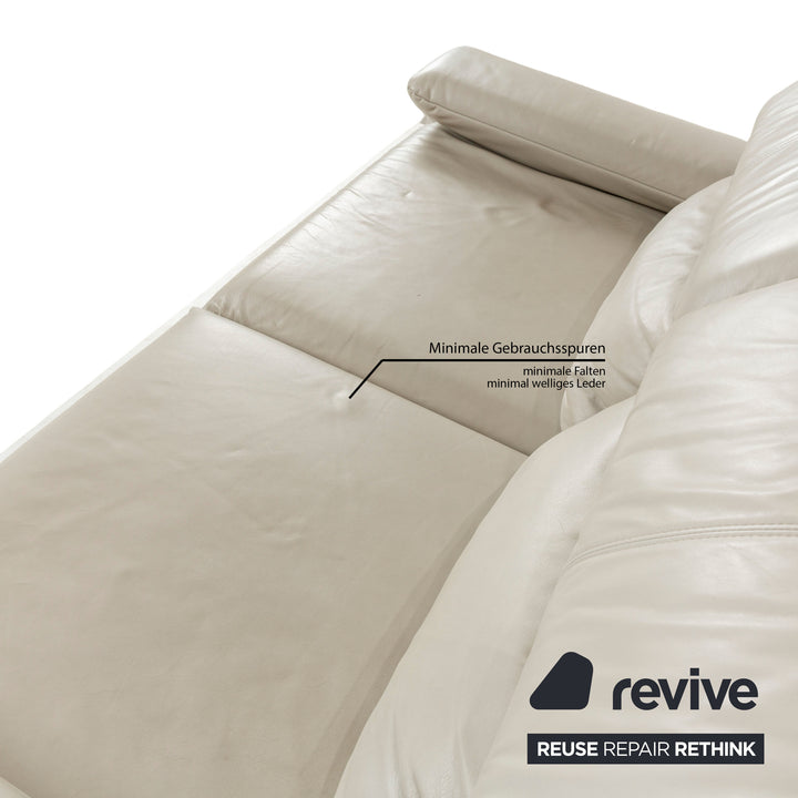 Rolf Benz Plura Leather Two-Seater Grey Manual Function Sofa Couch